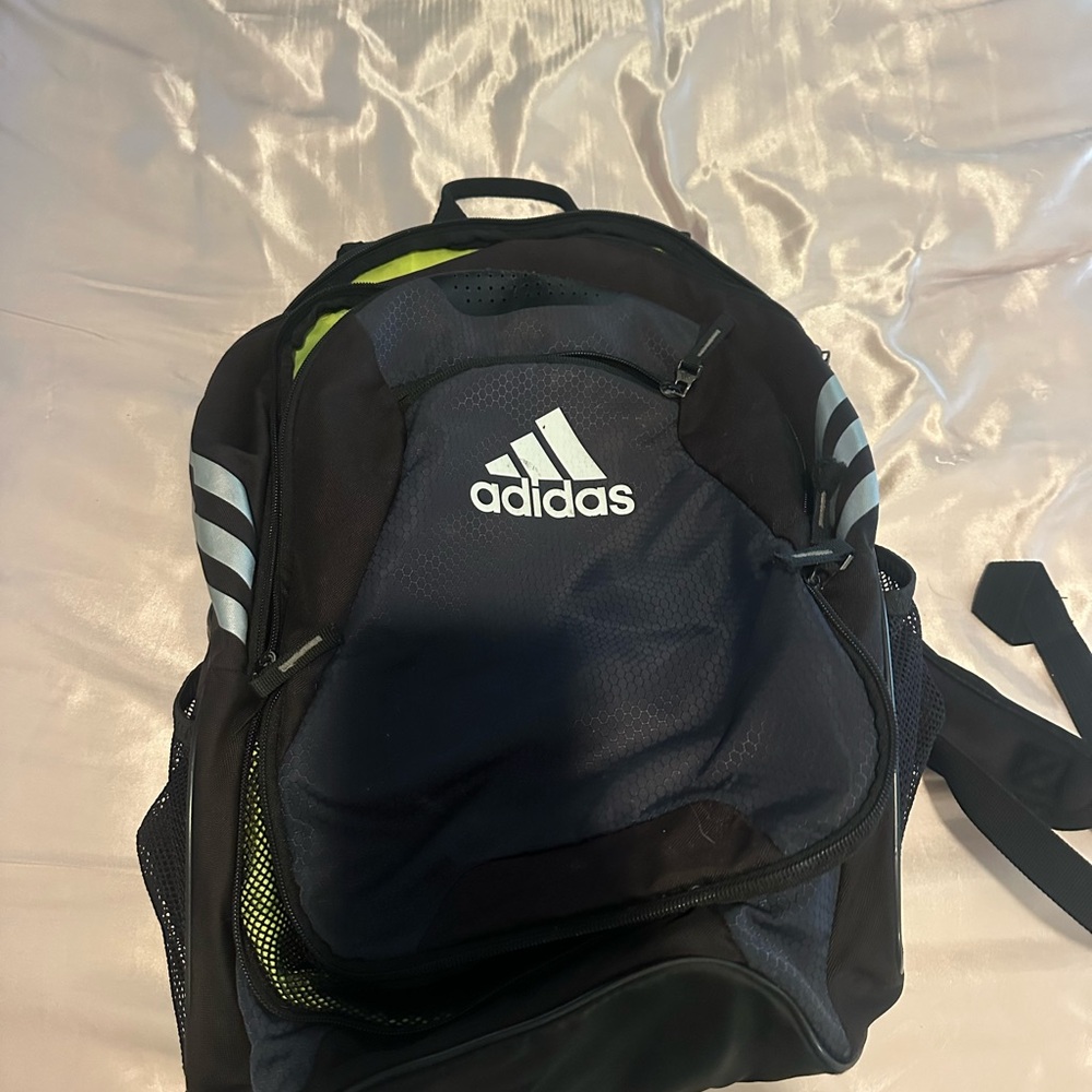 adidas Black and Navy Men's Backpack with Reflective Stripes